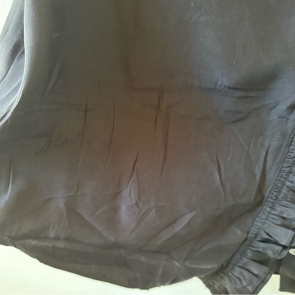 FRAME black 100% silk ruffle blouse size large - Picture 8 of 9